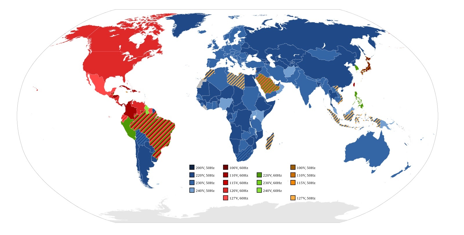 Типы сетевого напряжения в разных странах мира